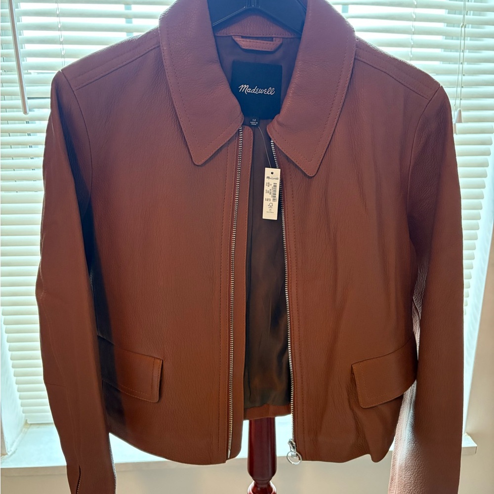 Madewell Shrunken Zip-Front Jacket in Leather